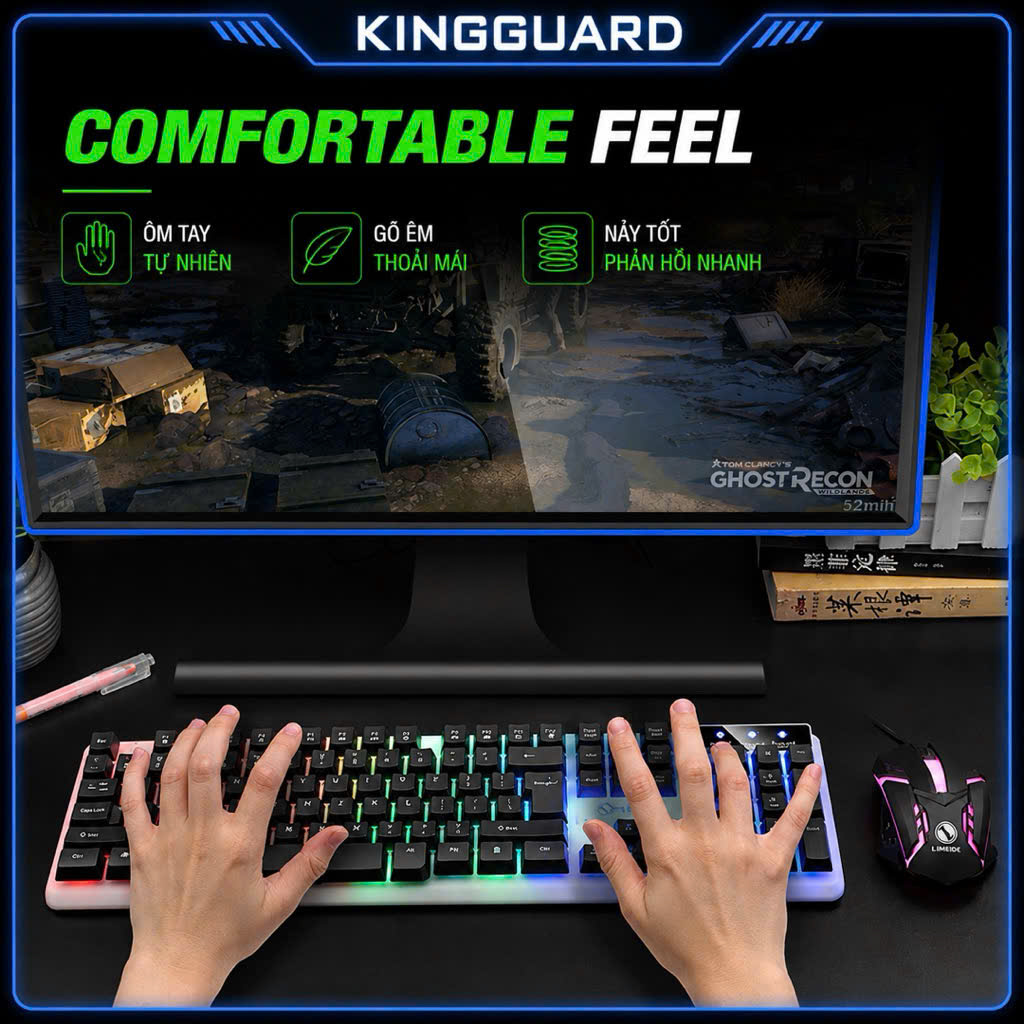 Bàn Phím Cơ LIMEI GTX350 104 Phím LED Rainbow USB Cắm Là Dùng Full Size - Bảo Hành KINGGUARD - Ảnh 3