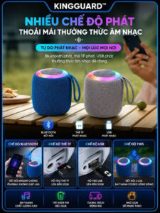 Loa Bluetooth Mini KINGGUARD Bluetooth 5.0 phát nhạc Bluetooth, USB, thẻ TF, kết nối TWS 2 loa.