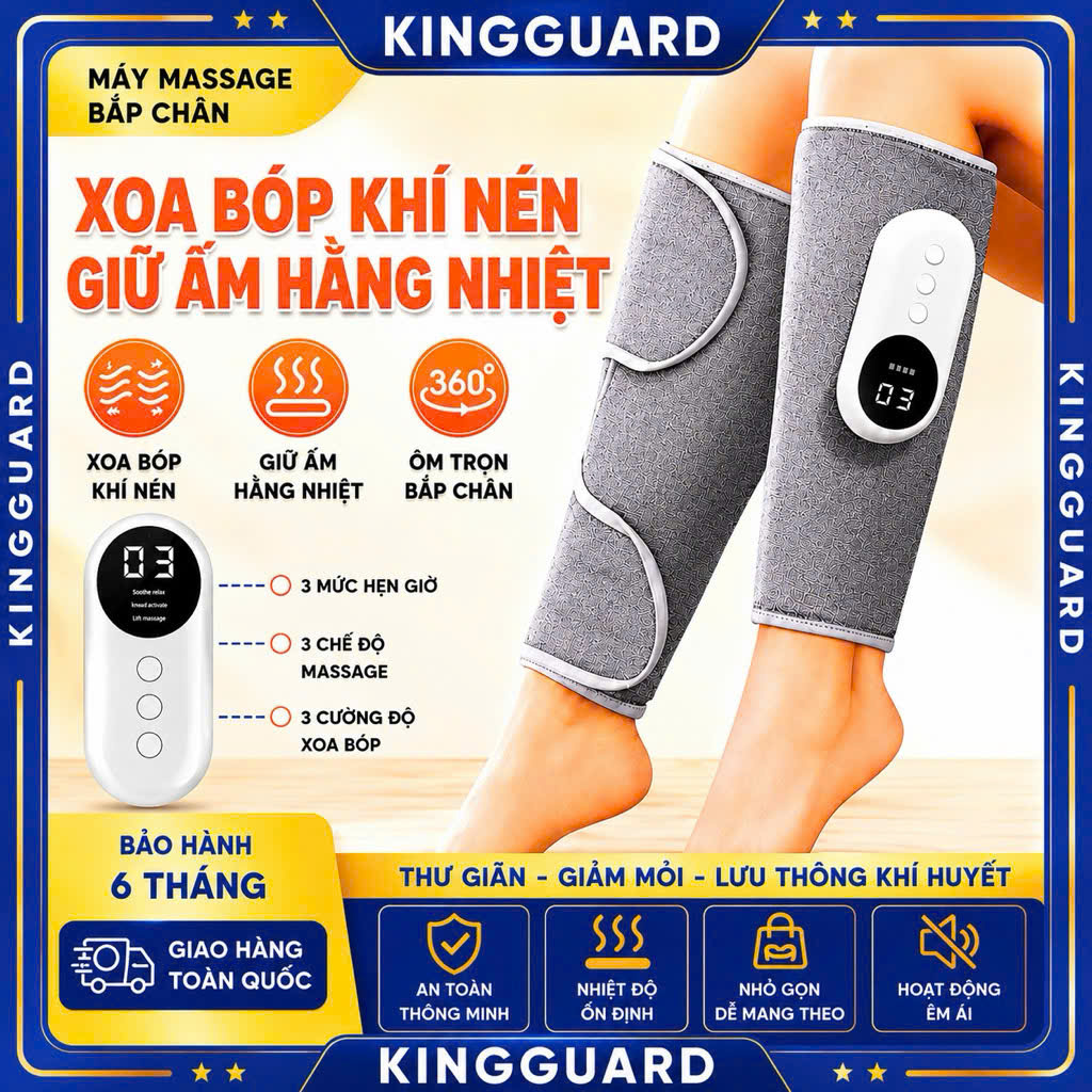 Máy Massage Bắp Chân Khí Nén Giữ Ấm 3 Chế Độ – Không Dây Sạc Type-C – Massage Thư Giãn Giảm Mỏi