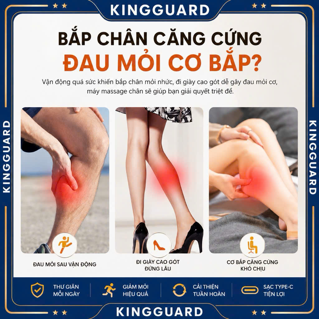 Máy Massage Bắp Chân Khí Nén Giữ Ấm 3 Chế Độ – Không Dây Sạc Type-C – Massage Thư Giãn Giảm Mỏi - Ảnh 4