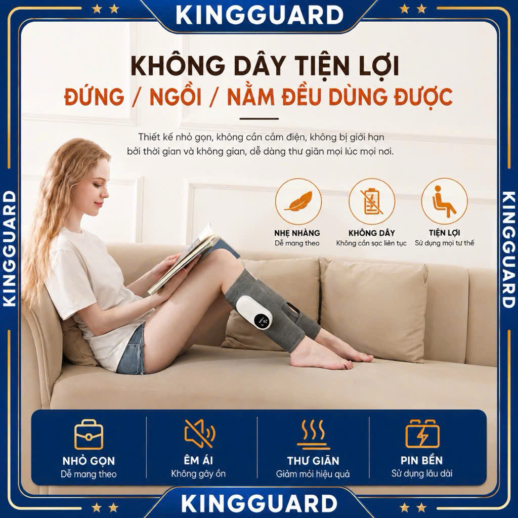 Máy Massage Bắp Chân Khí Nén Giữ Ấm 3 Chế Độ – Không Dây Sạc Type-C – Massage Thư Giãn Giảm Mỏi - Ảnh 5