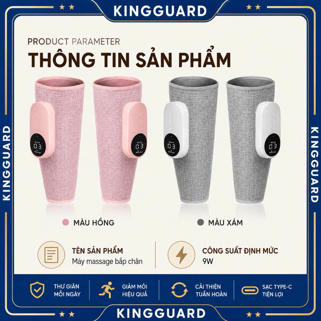 Máy Massage Bắp Chân Khí Nén Giữ Ấm 3 Chế Độ – Không Dây Sạc Type-C – Massage Thư Giãn Giảm Mỏi - Ảnh 6