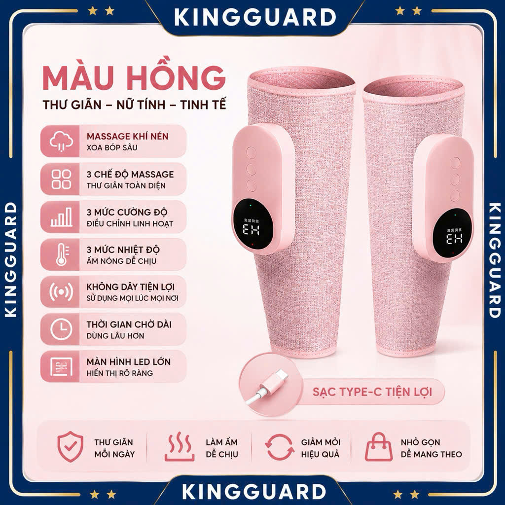 Máy Massage Bắp Chân Khí Nén Giữ Ấm 3 Chế Độ – Không Dây Sạc Type-C – Massage Thư Giãn Giảm Mỏi - Ảnh 7