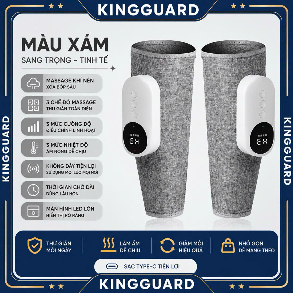 Máy Massage Bắp Chân Khí Nén Giữ Ấm 3 Chế Độ – Không Dây Sạc Type-C – Massage Thư Giãn Giảm Mỏi - Ảnh 8